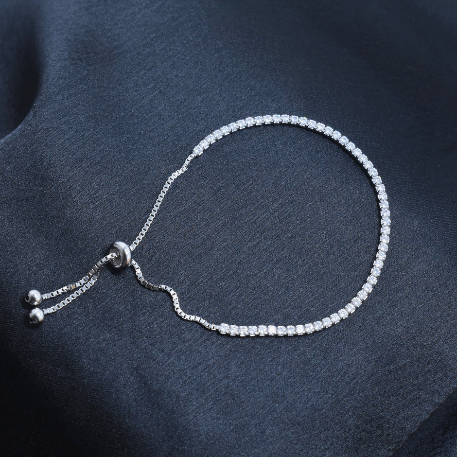 Crystal Tennis Silver Bracelet