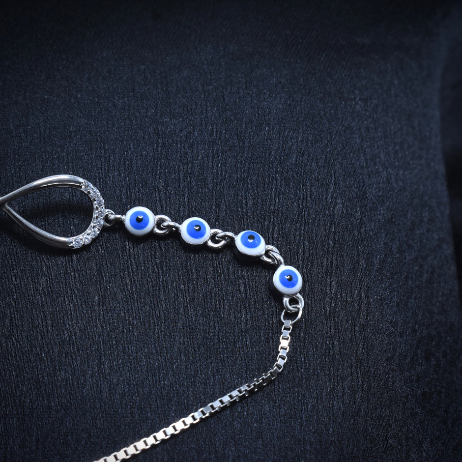 Infinity Heart Evil Eye Silver Racelet