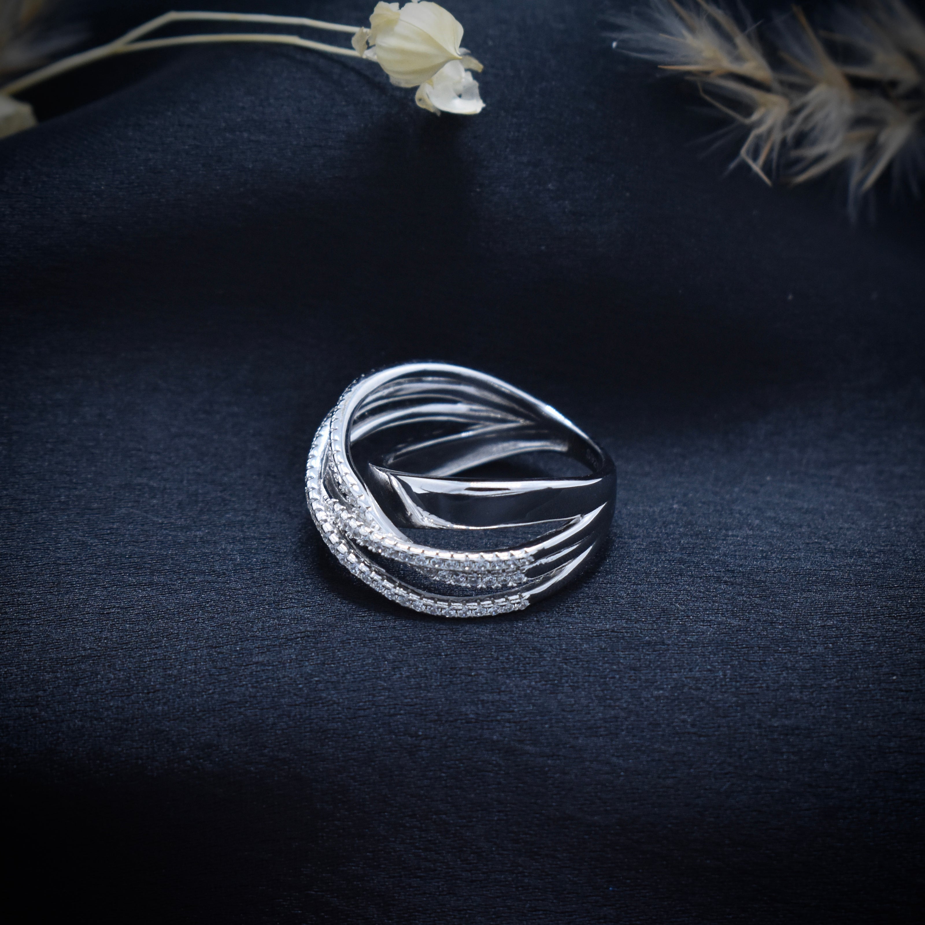 Intertwined Multi-Band Pavé Wrap Ring