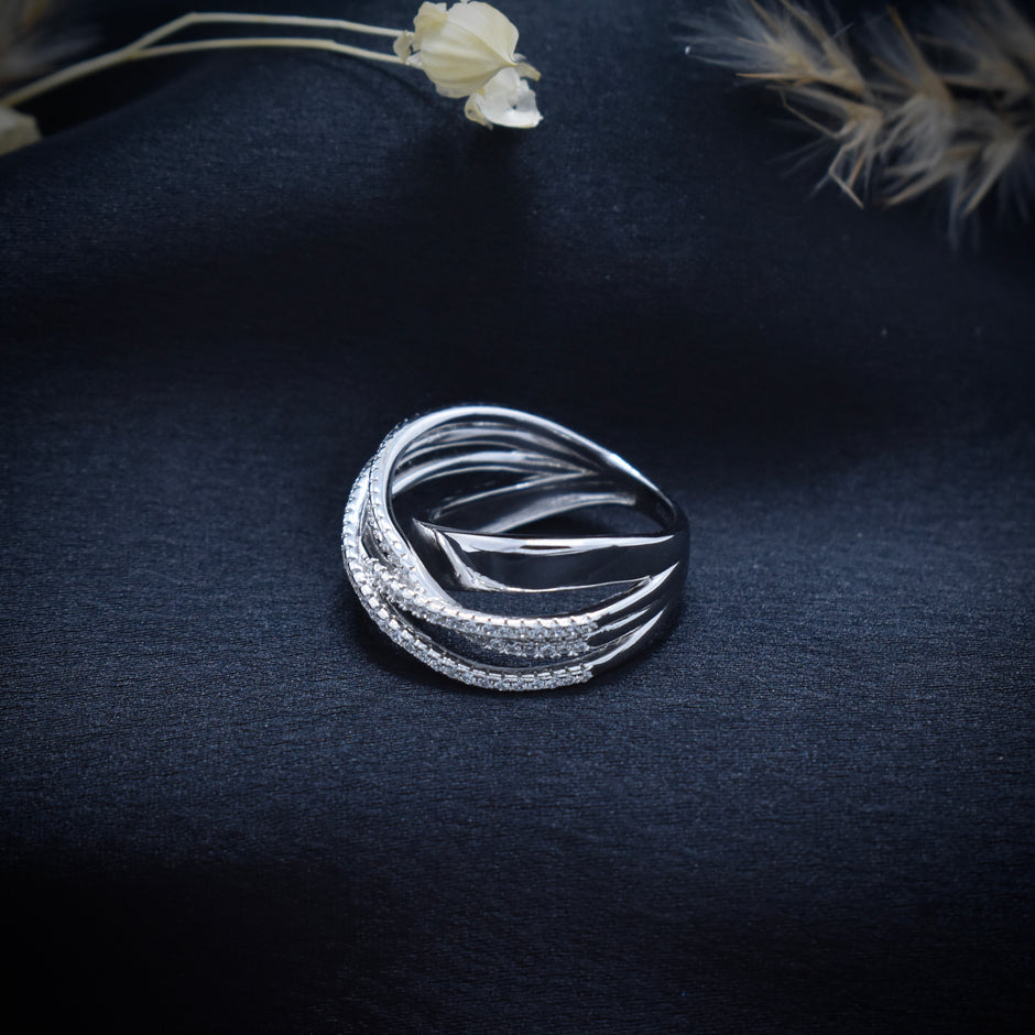 Intertwined Multi-Band Pavé Wrap Ring