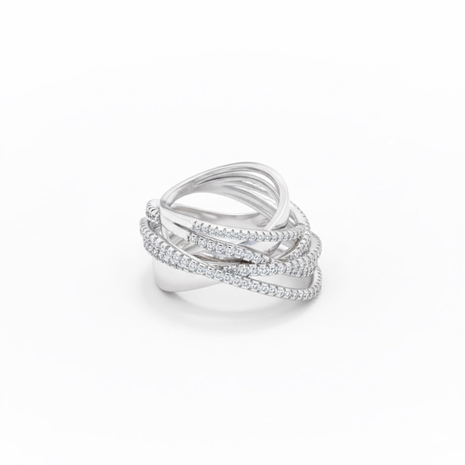 Intertwined Multi-Band Pavé Wrap Ring