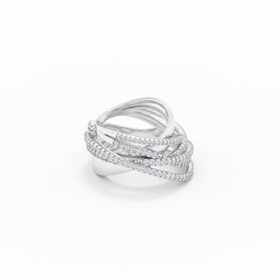 Silver Crossover Shine Ring