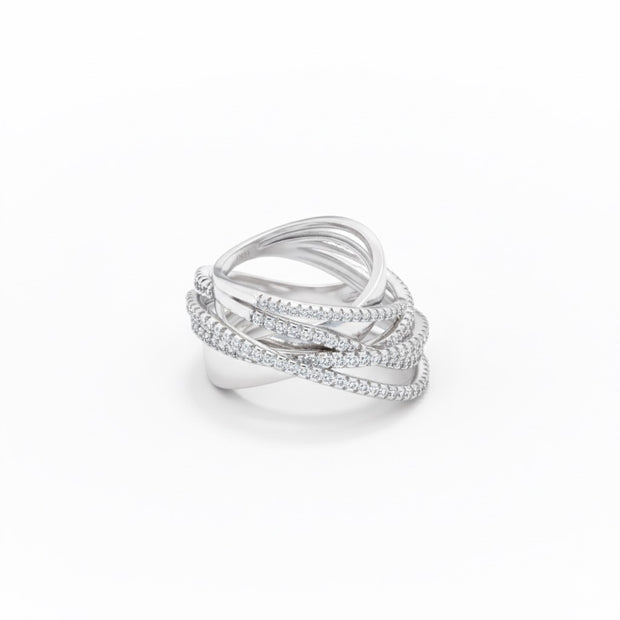 Intertwined Multi-Band Pavé Wrap Ring