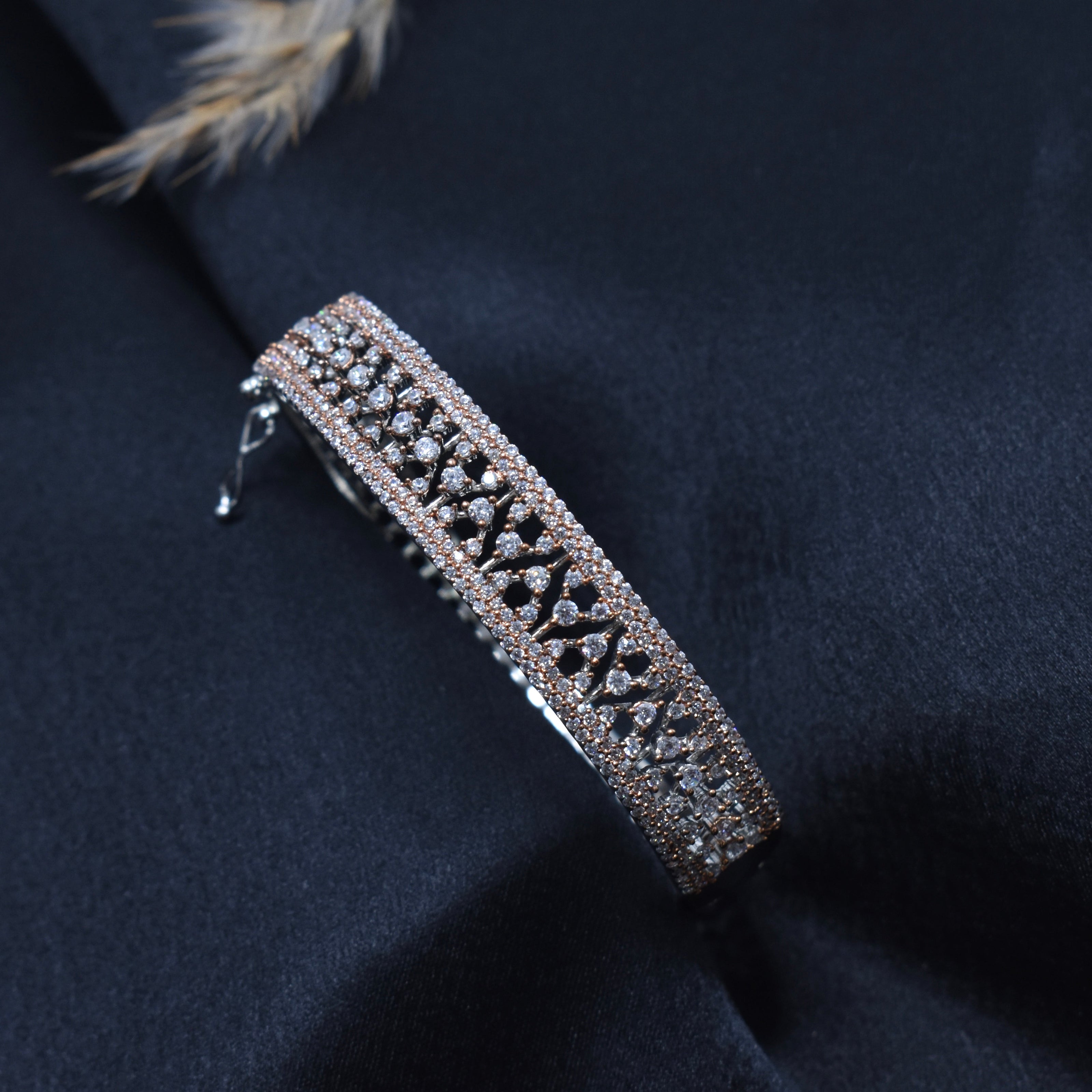 Lattice Band Silver Bracelet