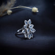 Blue Bloom Cocktail Petal Silver Ring