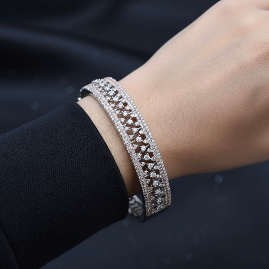 Lattice Band Silver Bracelet