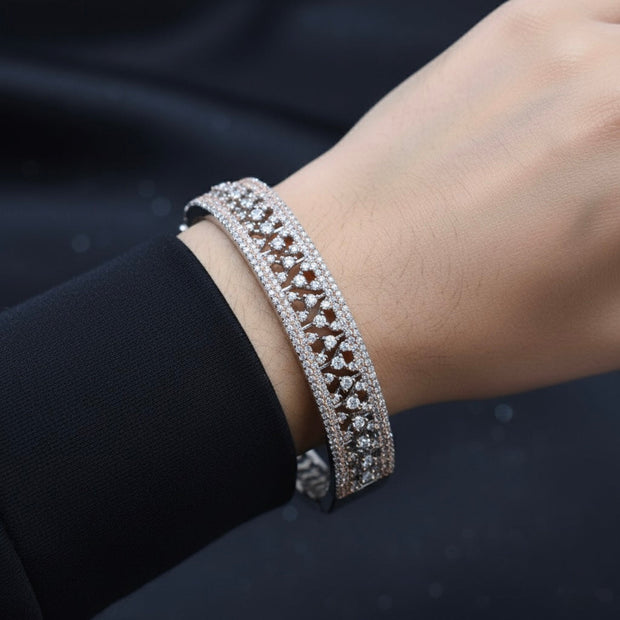 Lattice Band Silver Bracelet
