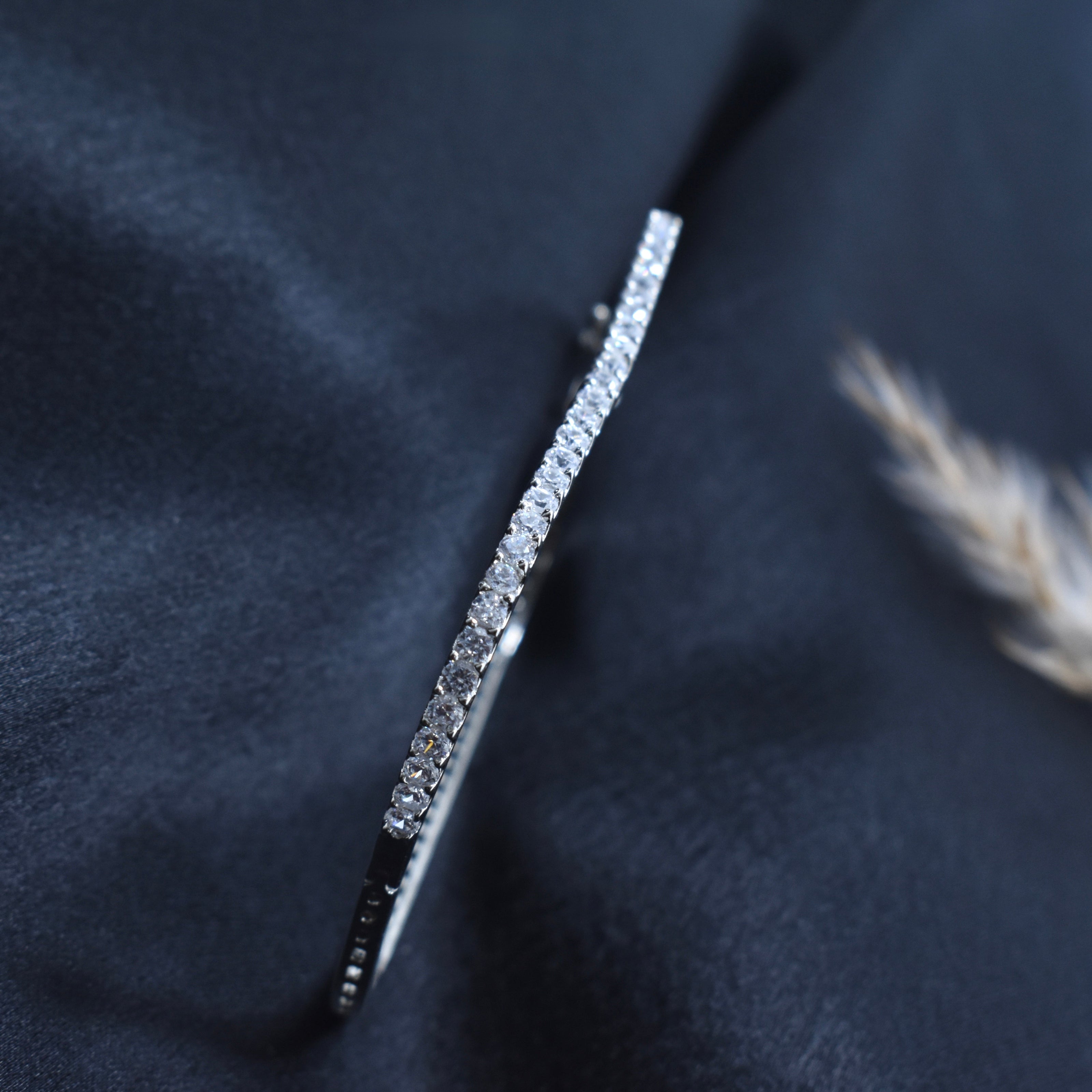 Square Stone Tennis Silver Bracelet