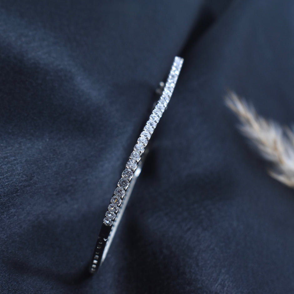 Square Stone Tennis Silver Bracelet