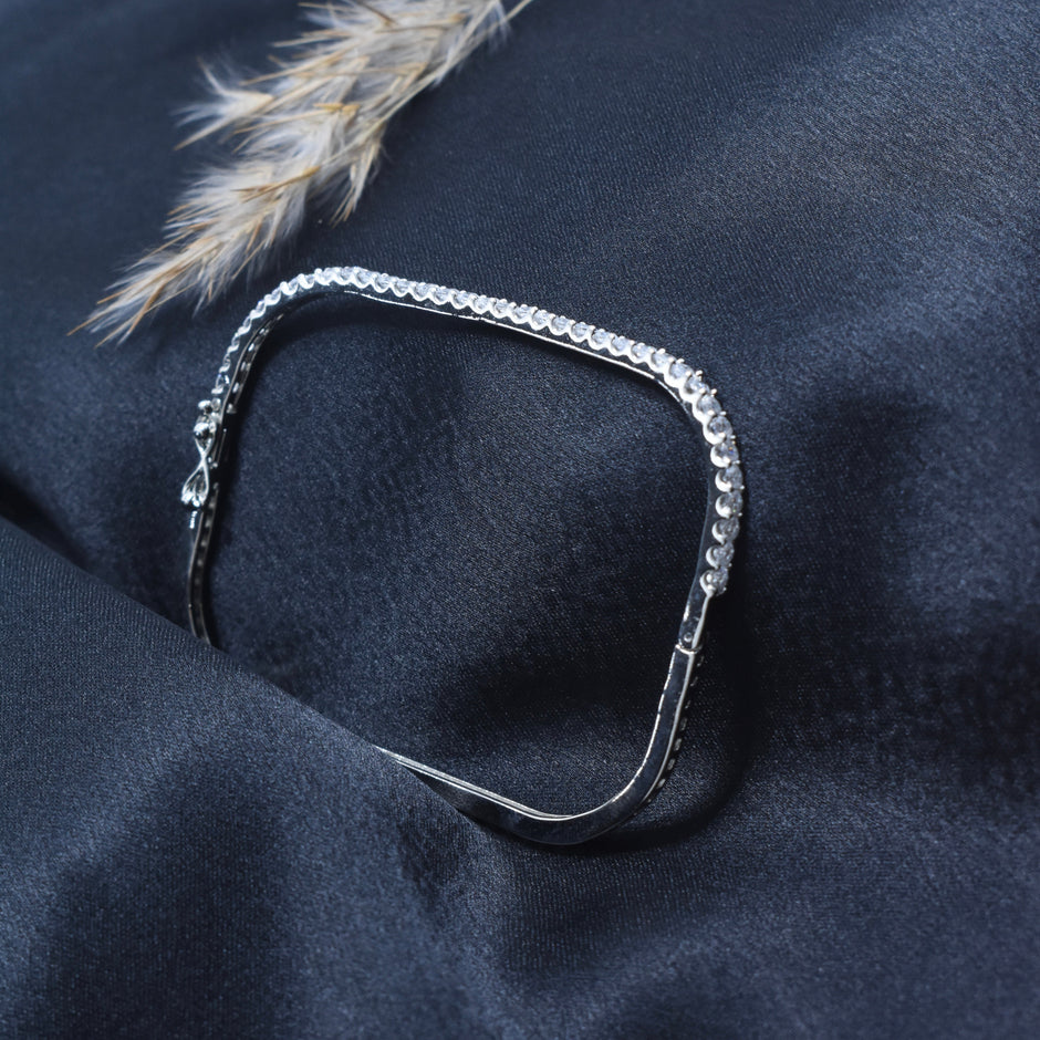 Square Stone Tennis Silver Bracelet