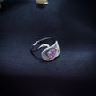 Pear-Shaped Pink Stone Halo Wrap Ring