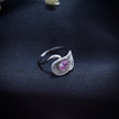 Elegant Pink Gem Swirl Silver Ring