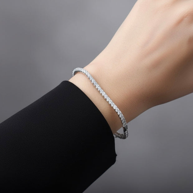 Square Stone Tennis Silver Bracelet