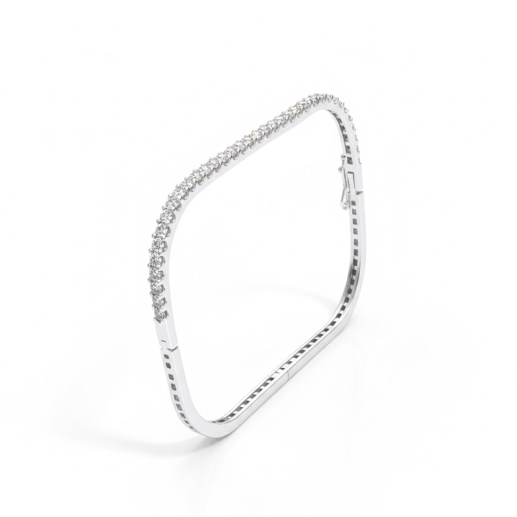 Square Stone Tennis Silver Bracelet
