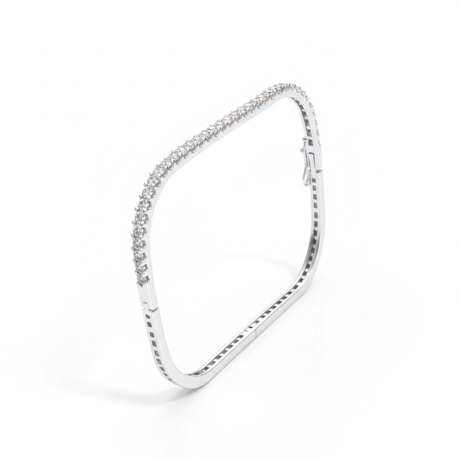 Square Stone Tennis Silver Bracelet