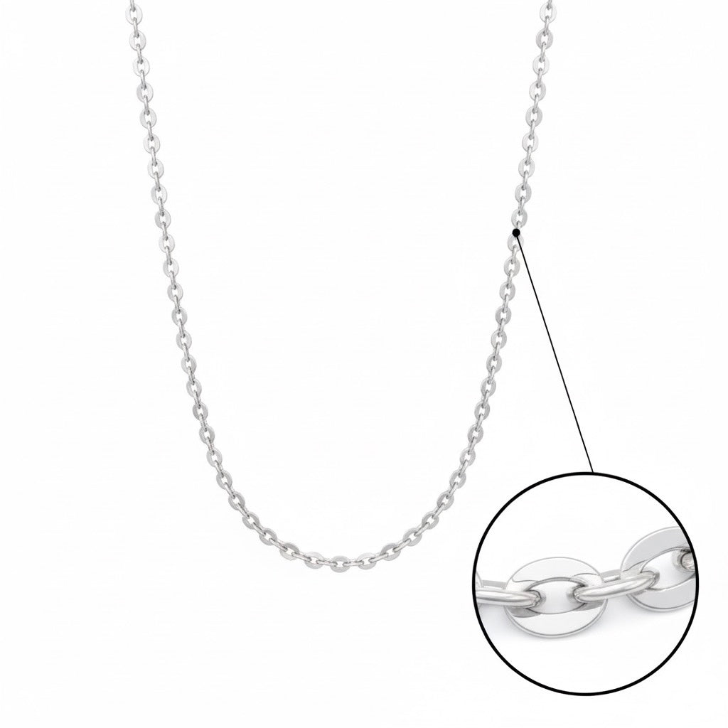 Subtle Textured Oval Silver Chain