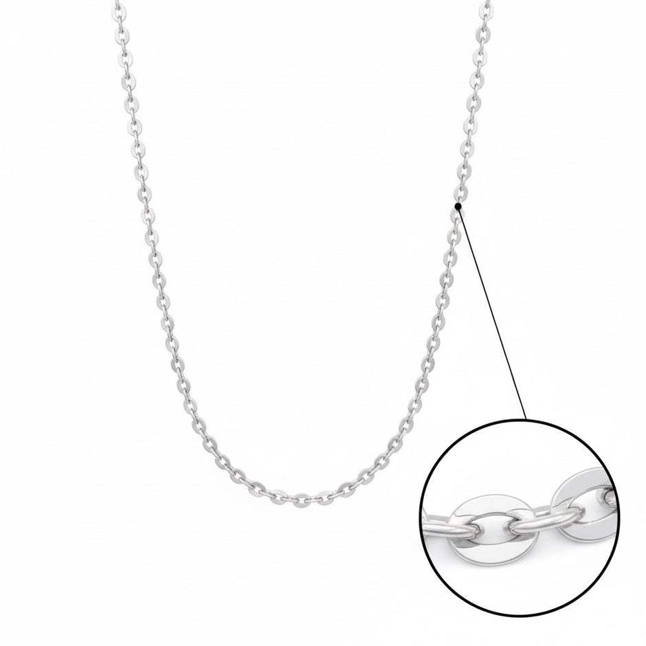 Subtle Textured Oval Silver Chain