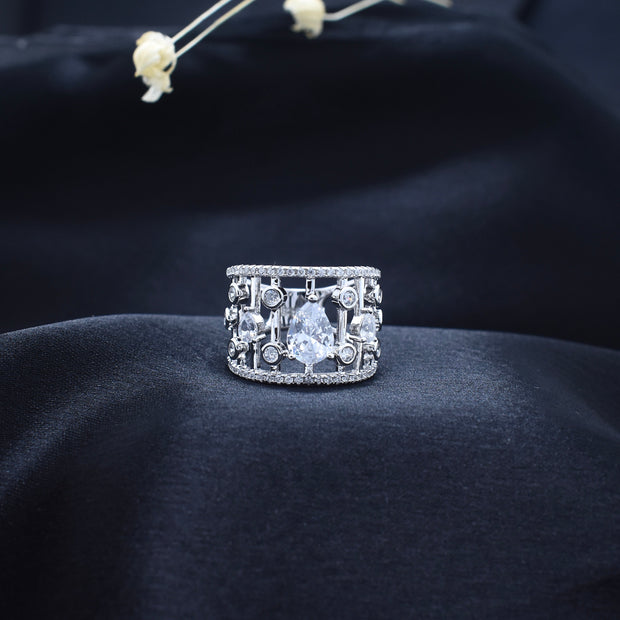 Silver Halo Sparkle Ring