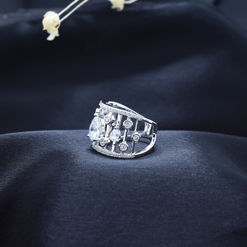 Silver Halo Sparkle Ring