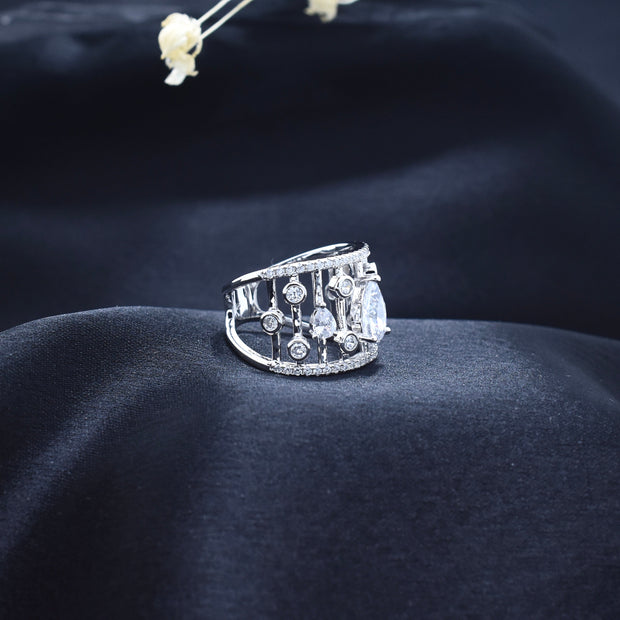 Silver Halo Sparkle Ring