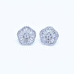 Fluted Halo Floral Silver Earrings