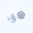 Fluted Halo Floral Silver Earrings