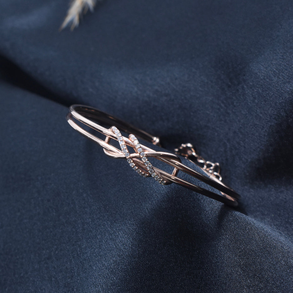 Infinity Twist Design Silver Bracelet