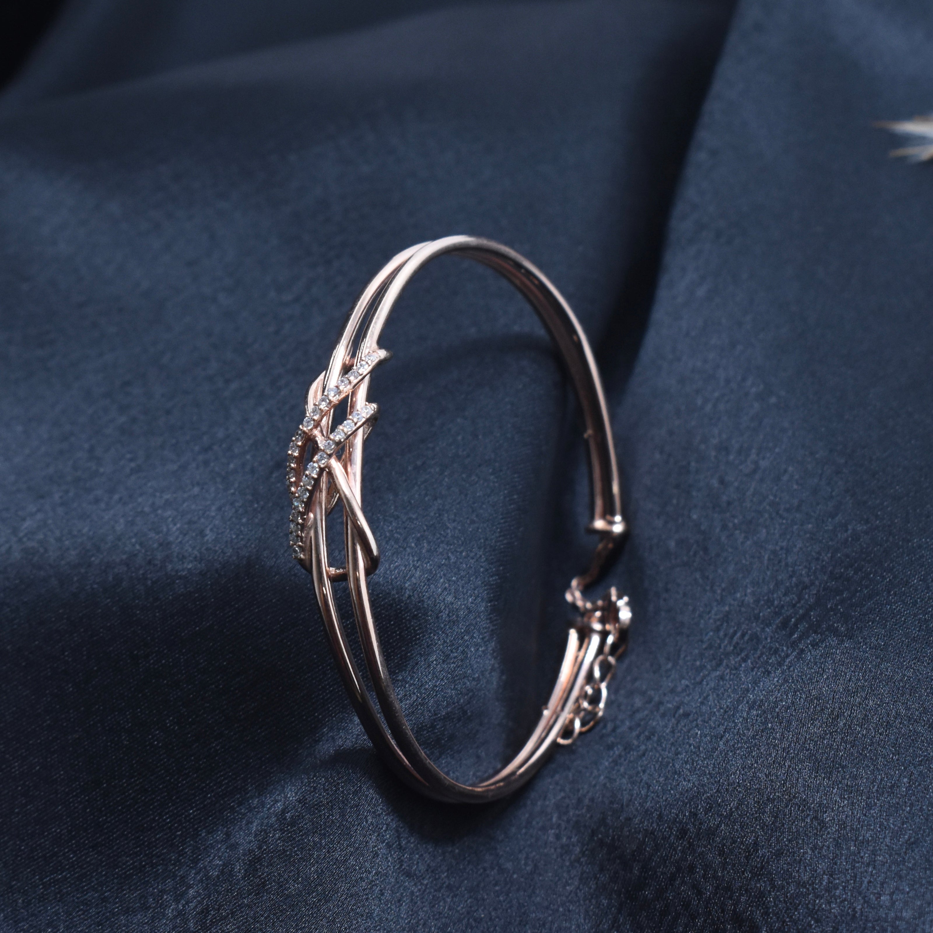 Infinity Twist Design Silver Bracelet