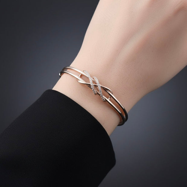 Infinity Twist Design Silver Bracelet