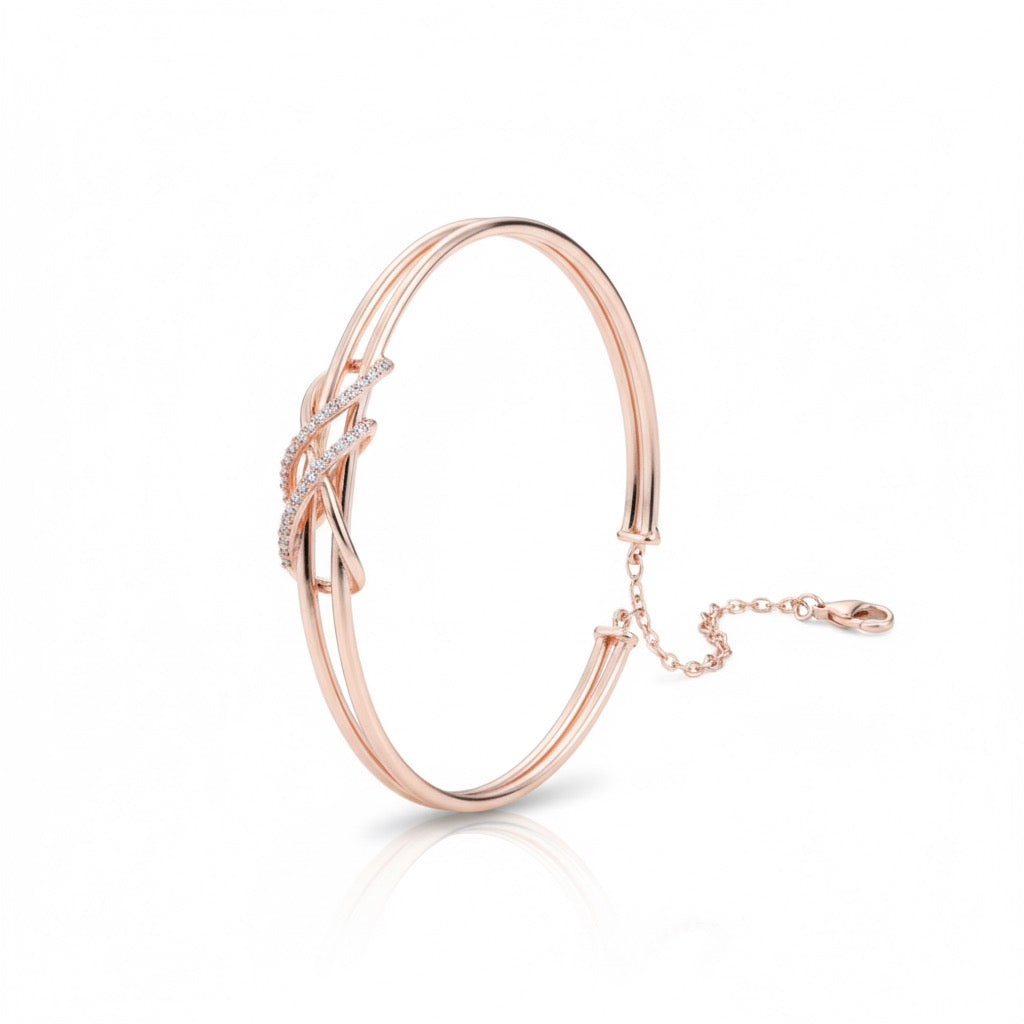 Infinity Twist Design Silver Bracelet