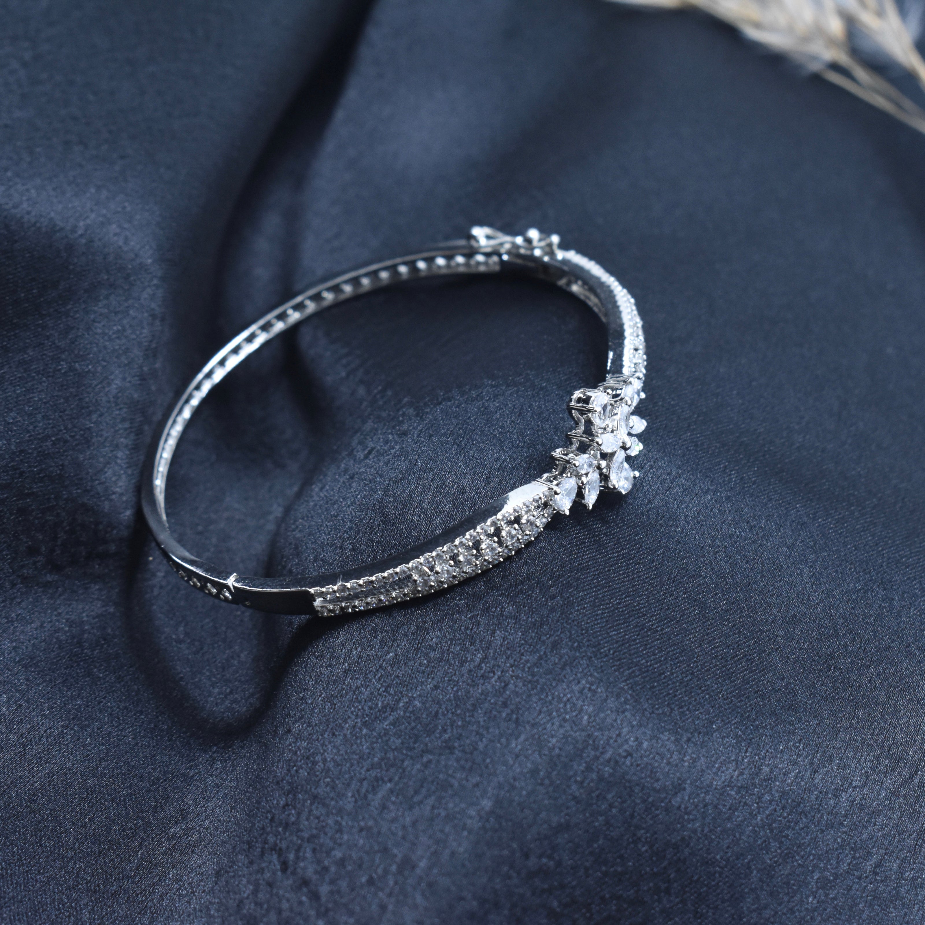 Pave CZ Diamond - Look Silver Bracelet