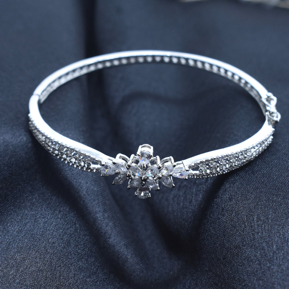 Pave CZ Diamond - Look Silver Bracelet