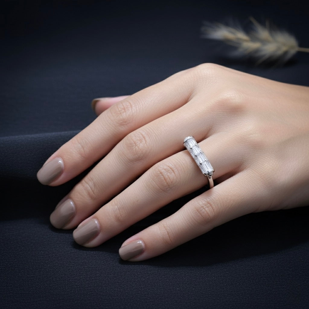 Silver Barrel Motif Ring