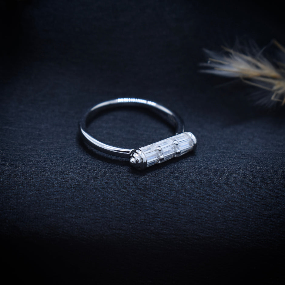 Silver Barrel Motif Ring