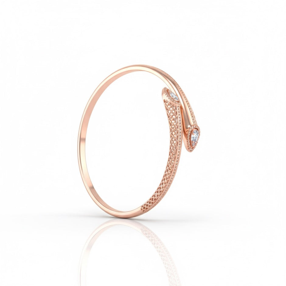 Twin Rose Teardrop Silver Cuff Bracelet