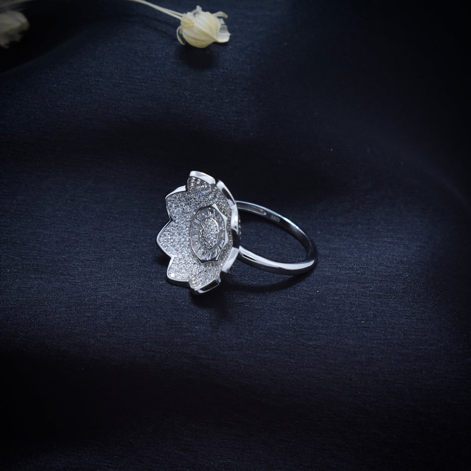 Silver Halo Bloom Ring