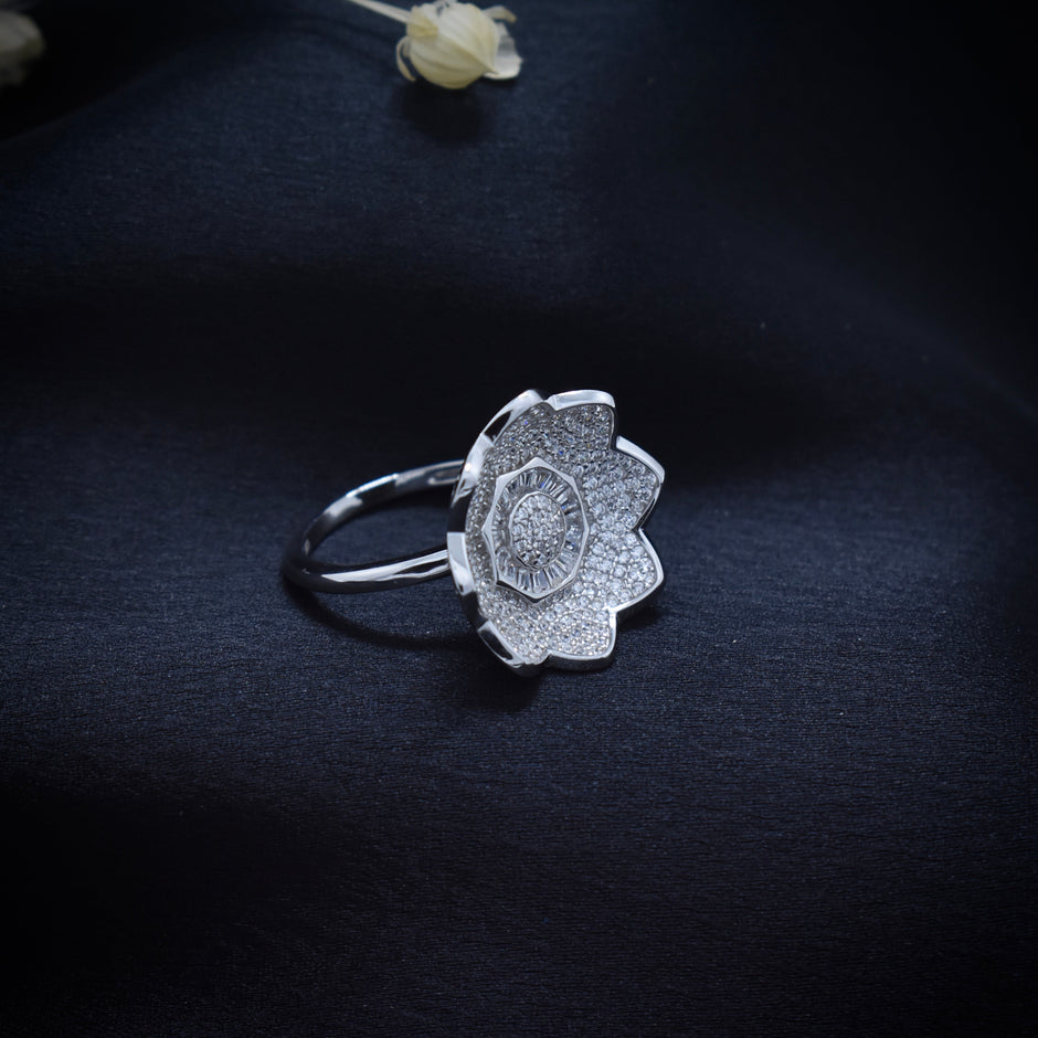Silver Halo Bloom Ring