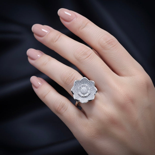Silver Halo Bloom Ring