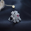 Ruby Radiance Teardrop Silver Cocktail Ring
