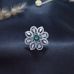 Floral Emerald Cocktail Silver Ring