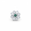 Floral Emerald Cocktail Silver Ring