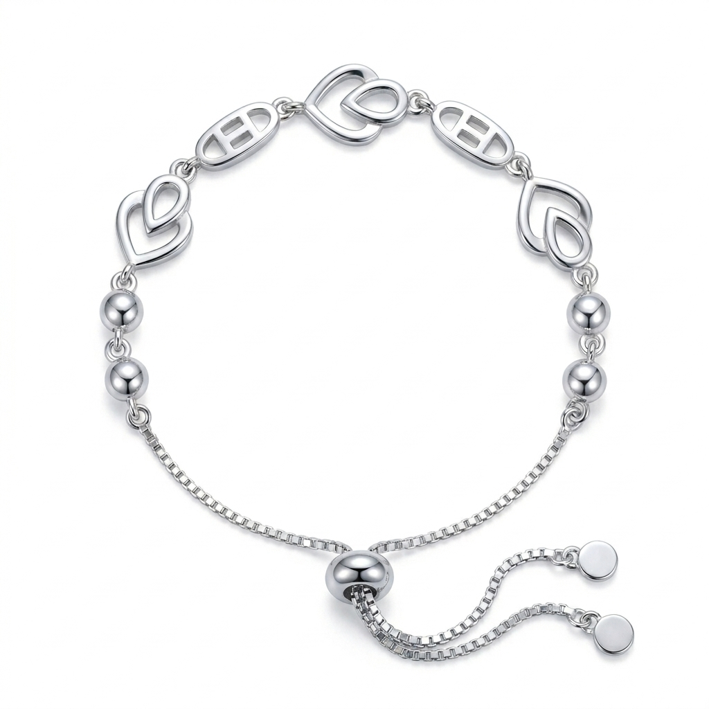 Interlocked Hearts Bolo Bracelet
