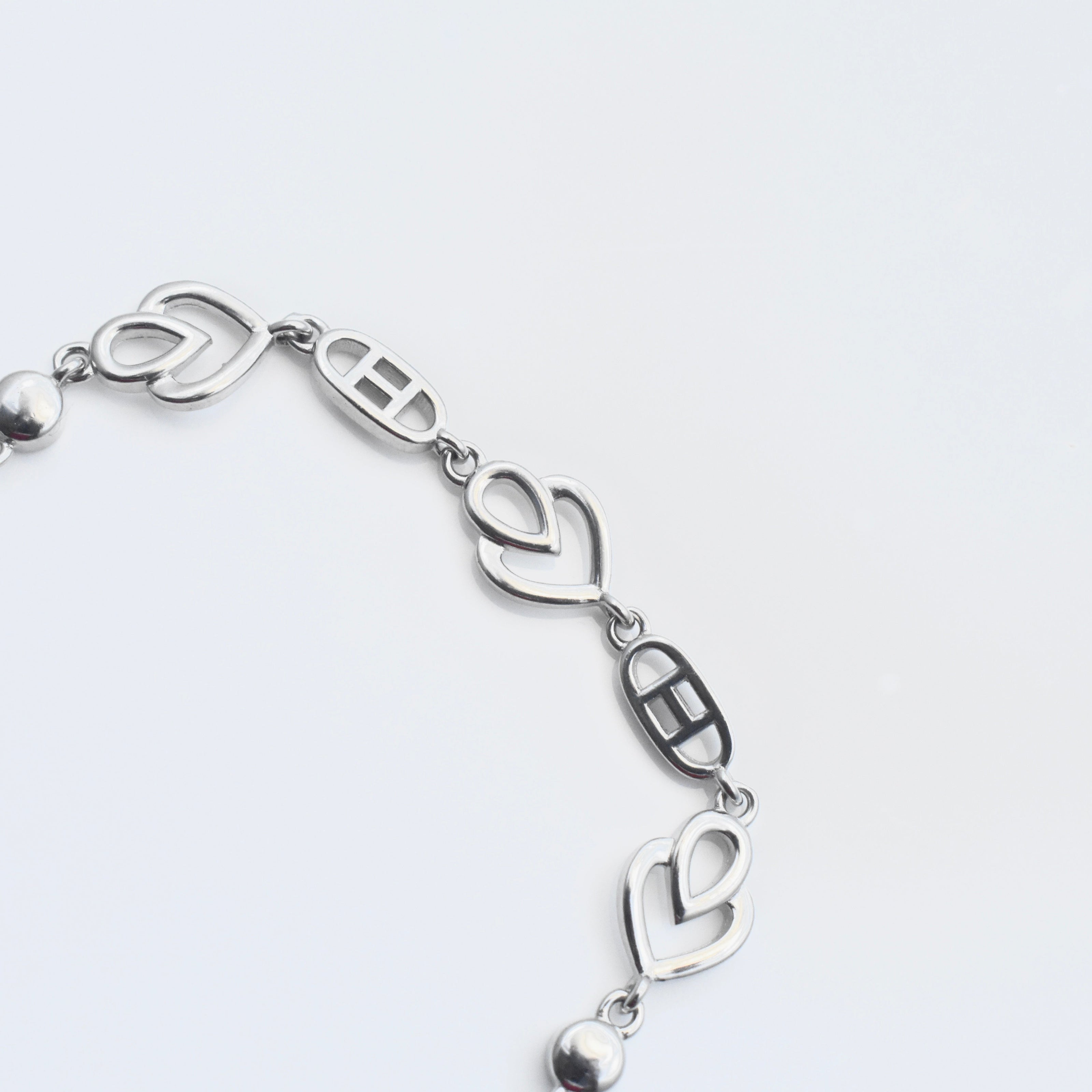 Twin Heart Link Silver Bracelet