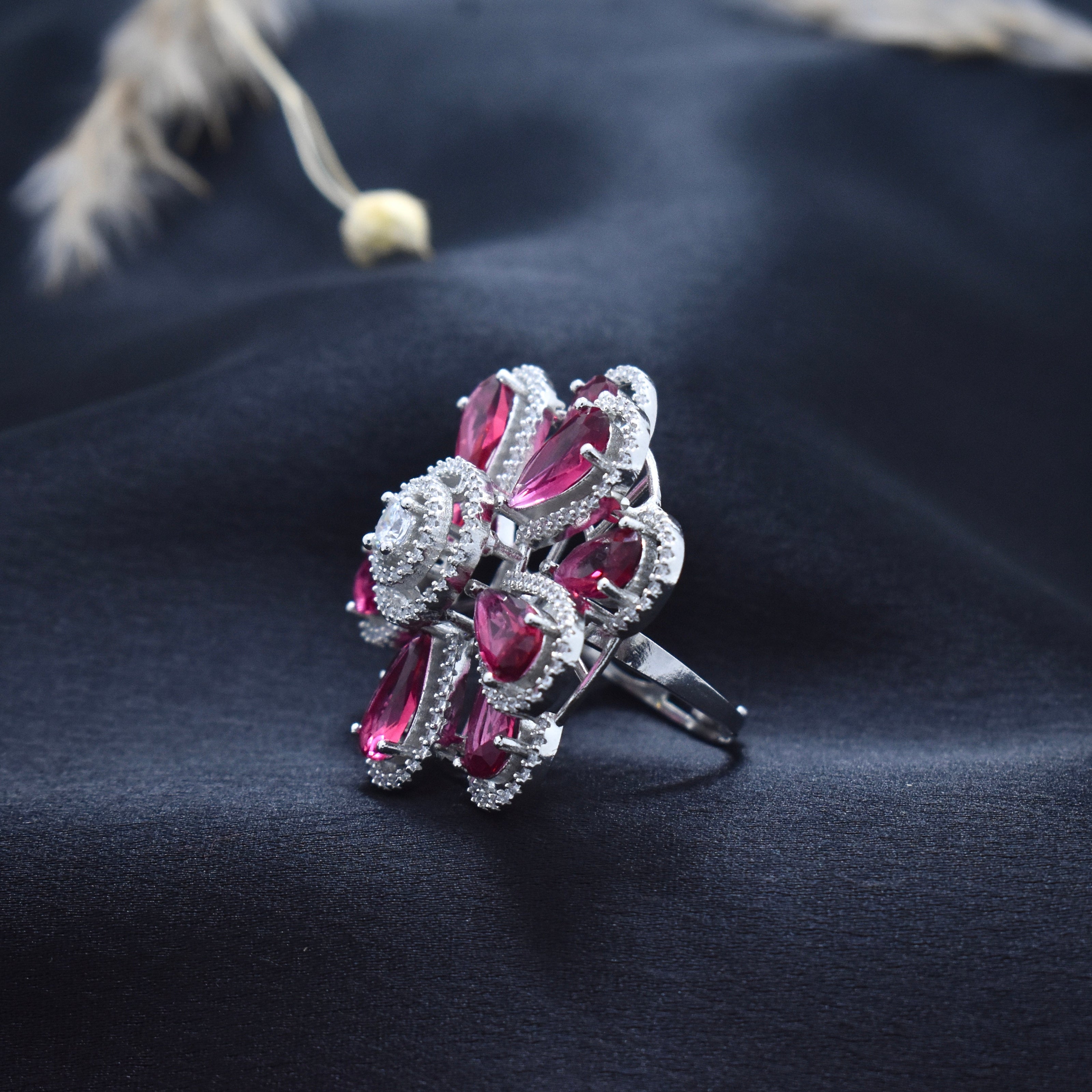 Pink Princess Silver Cocktail Ring