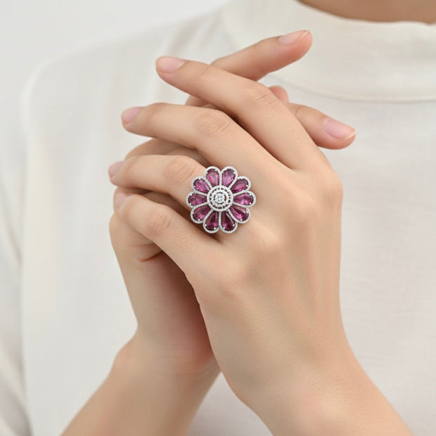 Pink Princess Silver Cocktail Ring