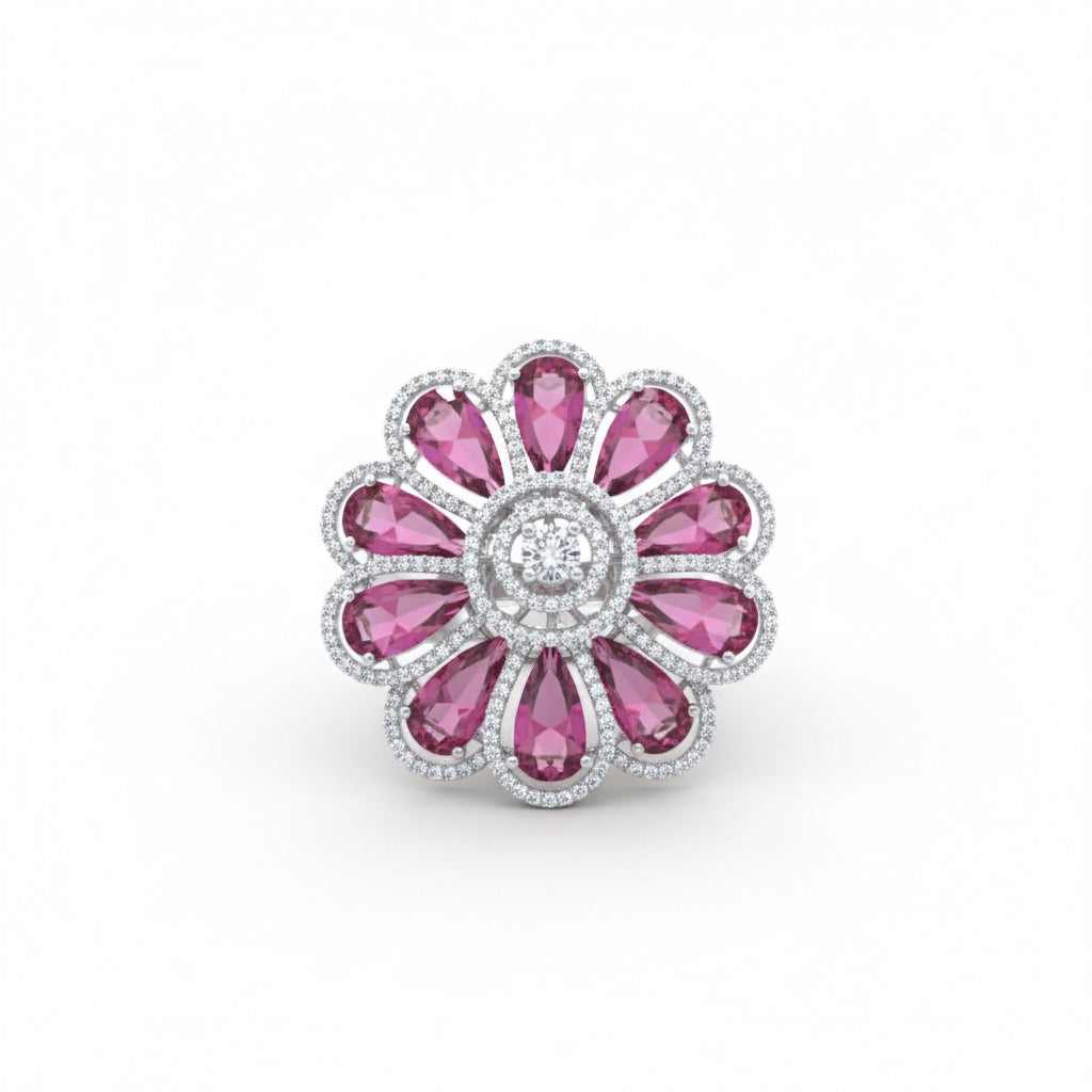 Pink Princess Silver Cocktail Ring