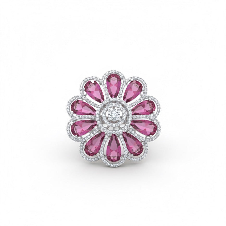 Pink Princess Silver Cocktail Ring