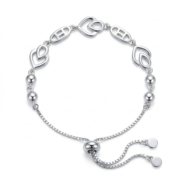 Interlocked Hearts Bolo Bracelet