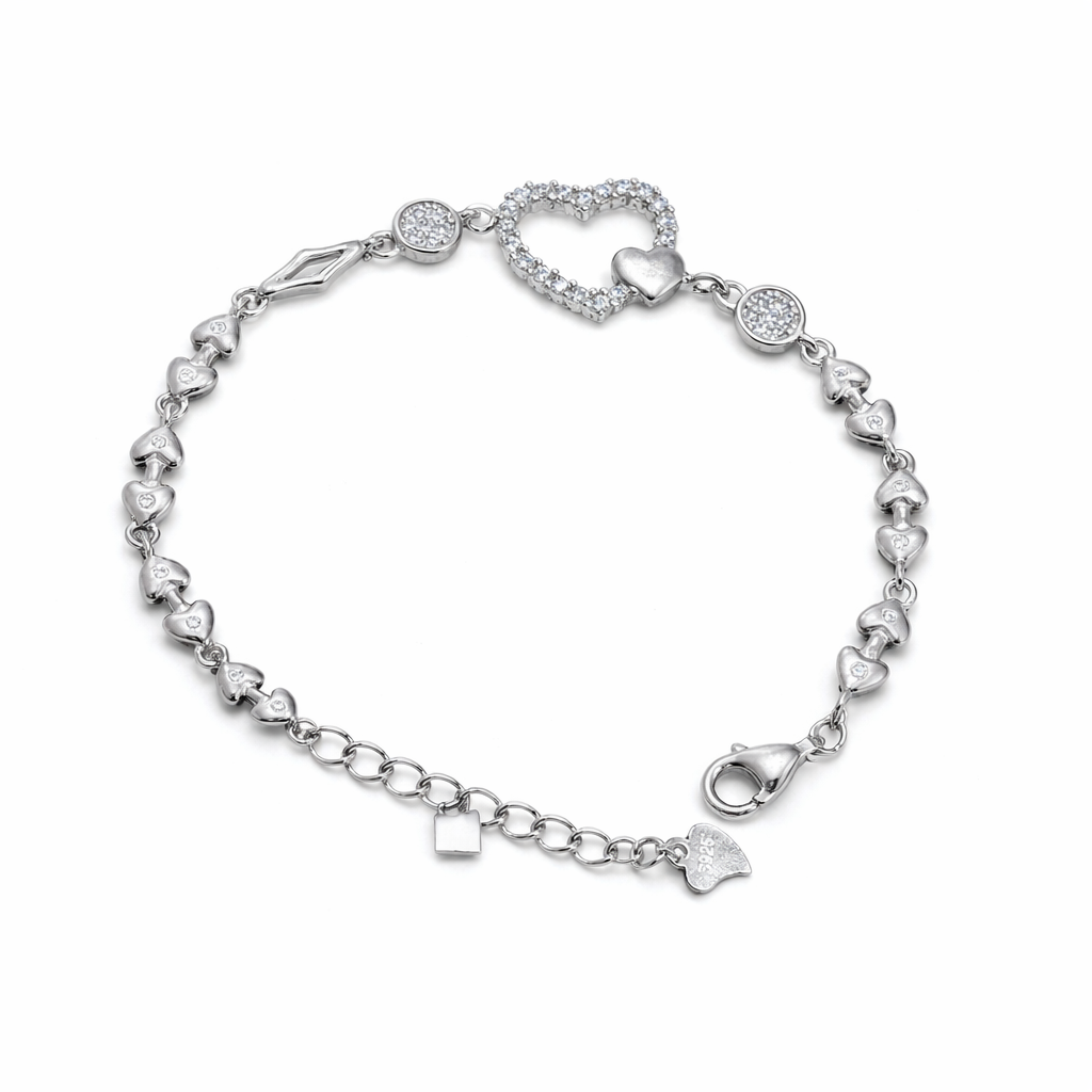Shimmering Heart Link Bracelet