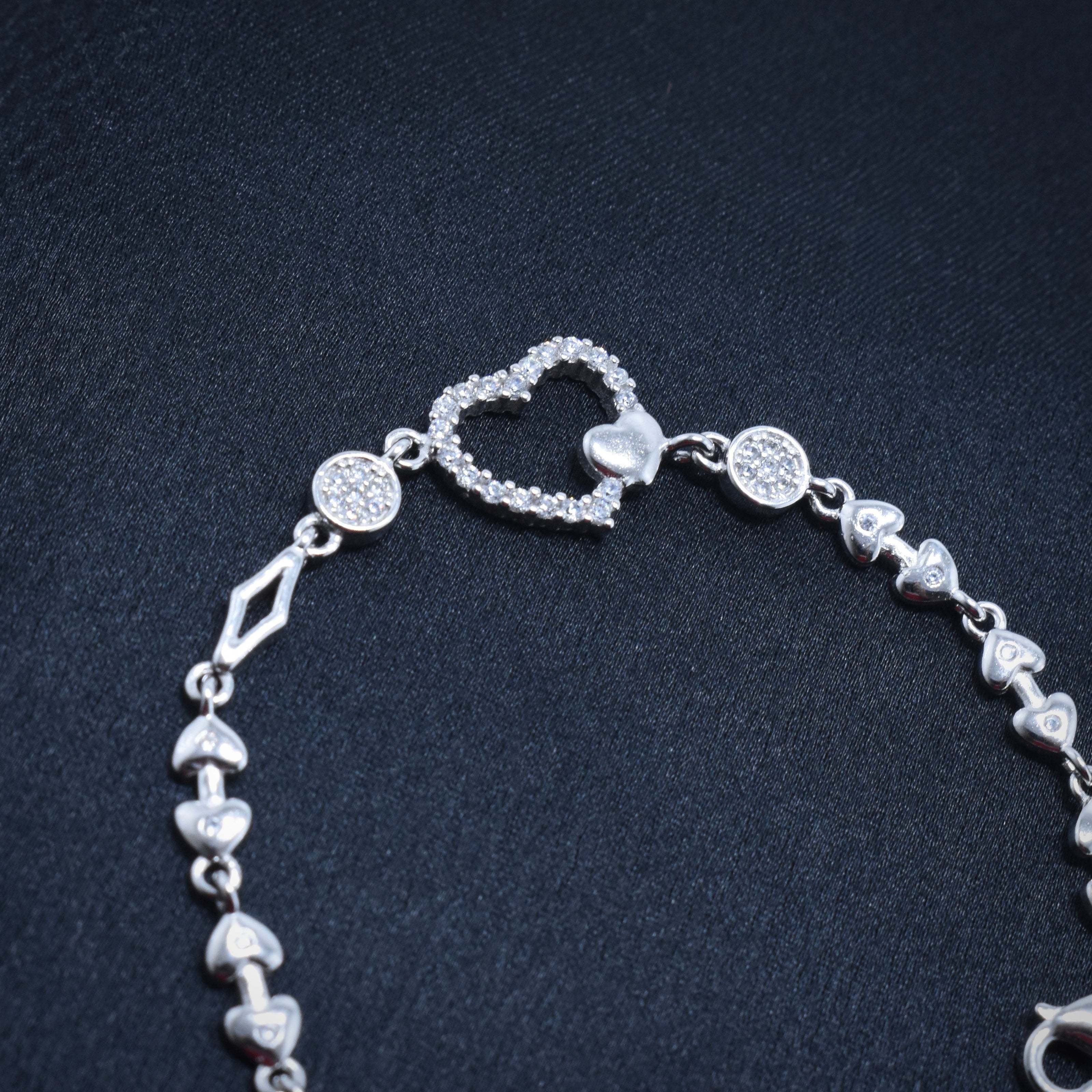 Heart Charm Silver Bracelet